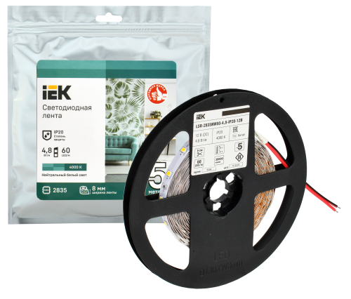 Лента светодиодная 5м LSR-2835NW60-4,8-IP20-12В | код LSR1-0-060-20-3-05 | IEK фото 2