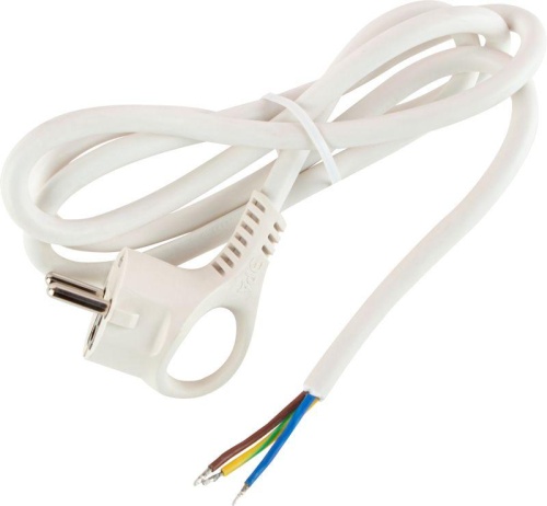 Шнур сетевой с вилкой 1.5м с заземл. ПВС 3х1.5 бел. U-3x1.5-1.5m-W | код. Б0048704 | Эра