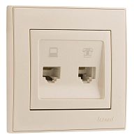 Розетка RAIN компьютерная + телефон жемчужно-белый перламутр | код 703-3030-143 | LEZARD