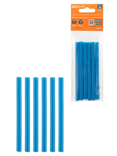 Клеевые стержни универсальные синие, 7 мм x 100 мм, 6 шт, Алмаз TDM | код SQ1024-0503 | TDM Клеевые стержни универсальные синие, 7 мм x 100 мм, 6 шт, Алмаз TDM | код SQ1024-0503 | TDM