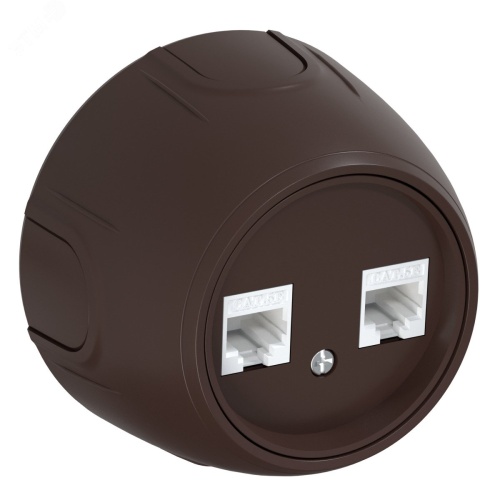 Розетка двойная компьютерная RJ45 кат.5e Rotondo, цвет коричневый | код 7700893 | OneKeyElectro