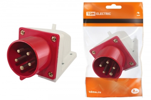 Вилка 525 стационарная 3Р+РЕ+N 32А 380В IP44 TDM | код SQ0605-0016 | TDM