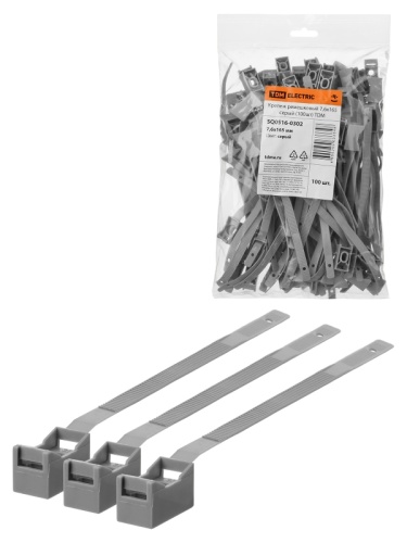 Крепеж ремешковый 7,6х165 серый (100шт) TDM | код SQ0516-0302 | TDM Крепеж ремешковый 7,6х165 серый (100шт) TDM | код SQ0516-0302 | TDM