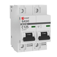 Автоматический выключатель 2P 125А (C) 10kA ВА 47-100 Basic | код  mcb47100-2-125C-bas | EKF