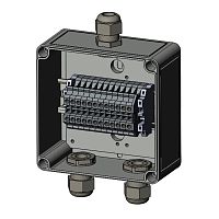 Распределительная клеммная коробка КФК-ПЛ-13013075-12-КНВ-3-М20, размер 130х130х81мм, 12 клемм КНВ-4-2, 3 кабельных ввода М20 | код 12301309 | СТЭЗ