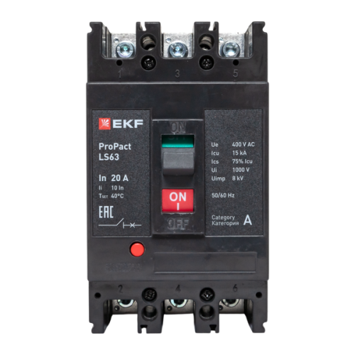 Автоматический выключатель LS63 15кА 3P 20А ProPact EKF | код mccb-63-15-3-20-ls | EKF фото 3 Автоматический выключатель LS63 15кА 3P 20А ProPact EKF | код mccb-63-15-3-20-ls | EKF фото 3