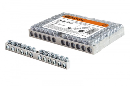 Шина N нулевая 6х9мм 12/1 (12 групп/крепеж по центру) никелированная TDM | код SQ0801-0305 | TDM