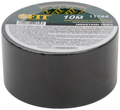 Лента клейкая универсальная армированная "Ductape" 48ммх10м черн. FIT 11764 фото 3