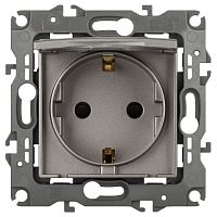 Розетка Серия 12 12-2103-16 , 2P+E Schuko со шторками с крышкой, 16А-250В, титан | код Б0065722 | ЭРА