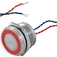 Кнопка пьезо с подсветкой, без фиксациии RUICHI RPS25E/R off-(on), М25, IP68, нержавеющая сталь | код 114220 | Ruichi