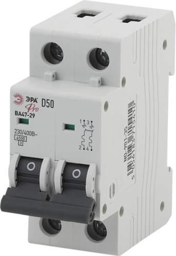 Автоматический выключатель Pro Pro NO-901-35 ВА47-29 2P 50А кривая D | код. Б0031796 | ЭРА 
