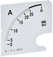 Шкала смен. для амперметра Э47 25/5А-1,5 96х96мм IEK | код IPA20D-SC-0025 | IEK