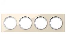 Рамка горизонтальная стеклянная на 4 прибора, цвет бежевый | код 2234932 | OneKeyElectro