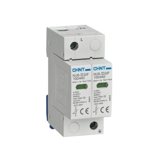 Ограничитель имп. перенапр. NU6-IIG 2Р In=15kA Uc=440B Im=40kA соответствует стандарту ROHS | код 252526 | CHINT