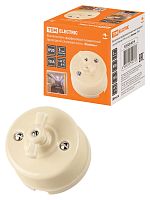 Выключатель фарфоровый поворотный проходной с ручкой (бантик) 10А сл. кость «Болонь» TDM | код SQ1820-0314 | TDM