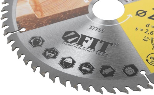 Диск пильный для циркулярных пил по дереву 216х32/30х60T FIT 37755 фото 5 Диск пильный для циркулярных пил по дереву 216х32/30х60T FIT 37755 фото 5