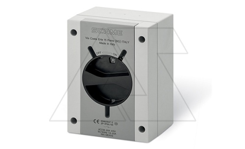 Выключатель нагрузки, 3P, 125A (125A AC23A 415V), 690VAC, габ. Y5, черная блок. рукоятка, в пластм. корпусе IP66/IP69, ISOLATORS | код 590.GE12503 | Scame