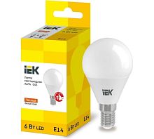 Лампа LED ALFA G45 шар 6Вт 230В 3000К E14 | код LLA-G45-6-230-30-E14 | IEK