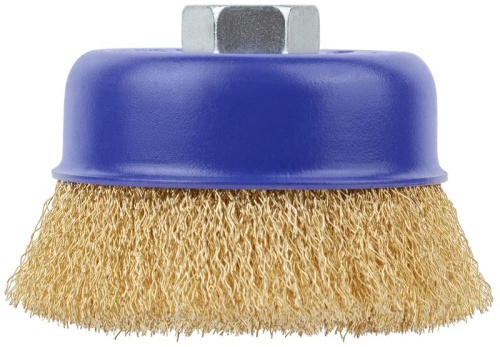 Щетка для УШМ, М14, Чашка, латунированная витая проволока 0,3 мм, 100 мм, блистер, Profi | код 82-895 | FIT фото 2 Щетка для УШМ, М14, Чашка, латунированная витая проволока 0,3 мм, 100 мм, блистер, Profi | код 82-895 | FIT фото 2