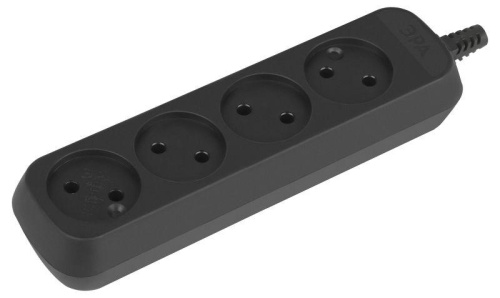 Колодка удлинителя 4-м без заземл. черн. KX-4-B | код Б0061705 | Эра