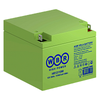 WBR HR12110W Аккумуляторная батарея для ИБП, напряжение: 12В, ёмкость: 28Ач, клеммы типа: F3 под болт и гайку М5, Размеры ВШГ: 125x175x166мм, вес: 8кг. Срок службы: 8 лет. | код WBR HR12110W | WBR