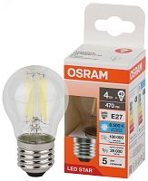 Лампа светодиодная филаментная LED Star Шарообразная 4Вт (замена 40Вт), 470Лм, 6500К, цоколь E27 OSRAM | код 4058075688285 | LEDVANCE
