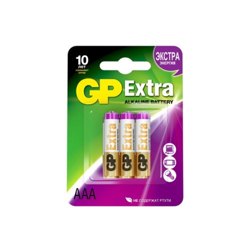 Алкалиновые батарейки GP Extra Alkaline 24А AАA - 6 шт. на блистере 24AX-2CR6 Extra | код 4891199152689 | GP Batteries