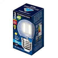 Лампа светодиодная LED 6вт 200-250В шар матовое 500Лм Е27 3000К Sky филамент | код UL-00000302 | Uniel