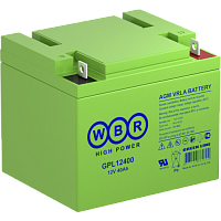 WBR GPL12400 Аккумуляторная батарея для ИБП, напряжение: 12В, ёмкость: 40Ач, клеммы типа: болт М6, Размеры ВШГ: 199x166x171мм, вес: 13,5кг. Срок службы: 12 лет. | код WBR GPL12400 | WBR