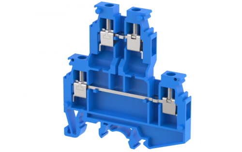 Клемма проходная винтовая 4 мм2, двухуровневая, на 4 подключения, синяя KUDD4N(B) | код 1103390001 | Elmex