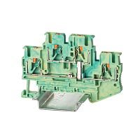 Клемма заземления двухуровневая, зажим push-in, 4 точки подключения, 2.5 кв.мм | код VPRTT-2.5-PE-YG | DKC