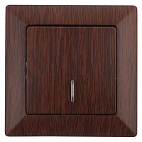 Выключатель Intro Solo 4-102-10 одноклавишный с подсветкой, 10А-250В, IP20, СУ, венге | код Б0053570 | ЭРА