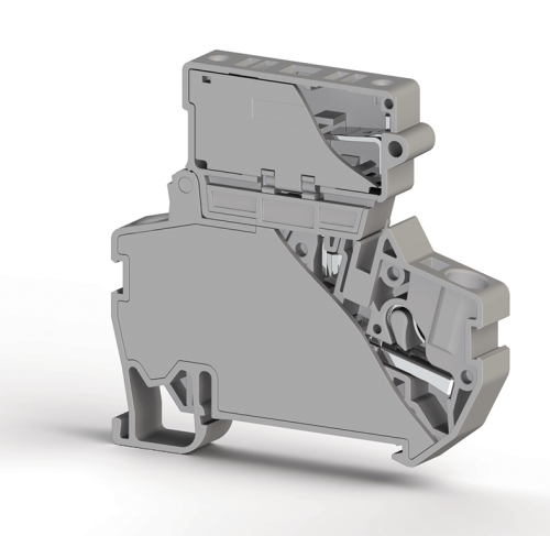 307 289, Клеммник пруж.быстрозажимной (Push in) с держ.предохр.(5х25), 4 мм.кв., (серый), PYK 4S (5x25) | код 0.0.0.3.07289 | KLEMSAN