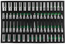 S04HD4366SV Набор головок торцевых глубоких 3/8, 1/2DR и насадок торцевых 1/2DR с вставками-битами в EVA ложементе 560x400 мм, 66 предметов | код S04HD4366SV | JONNESWAY