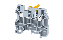 Клемма проходная винтовая 4 мм2 с размыкателем, с тестовым гнездом, на 2 подключения, серая DUTKD4TS-GREY | код 1703160000 | Elmex