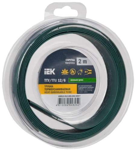 Трубка термоусадочная ТТУ нг-LS 12/6 зел. (уп.2м) | код UDR12-012-006-002-K06-T | IEK Трубка термоусадочная ТТУ нг-LS 12/6 зел. (уп.2м) | код UDR12-012-006-002-K06-T | IEK