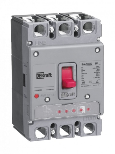 Силовой авт. выкл. с электрон. расц. 3P 63А 50кА ВА-333E | код 22491DEK | DEKraft