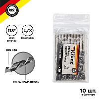 Сверло по металлу 7,0х109х69 мм HSS (10 шт. в упаковке) DIN 338 Kranz | код KR-91-0623 | KRANZ