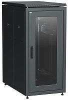 ITK LINEA N Шкаф напольный сетевой 19" 24U 800х1000мм стеклянная передняя дверь задняя металлическая черный | код LN05-24U81-GM | IEK