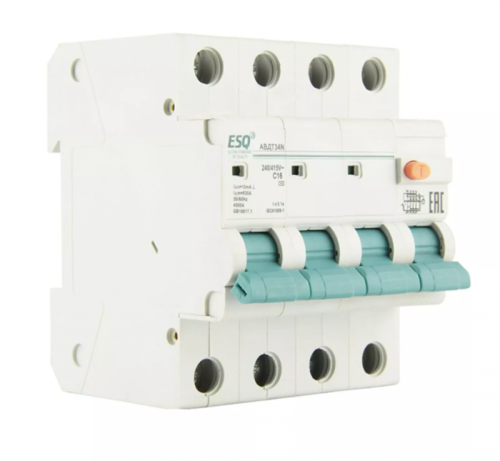 АВДТ-34N 3P+N 16А/10mA/4.5кА/хар-ка С (электр., тип АС) ESQ | код 14.03.06.000094 | ESQ АВДТ-34N 3P+N 16А/10mA/4.5кА/хар-ка С (электр., тип АС) ESQ | код 14.03.06.000094 | ESQ