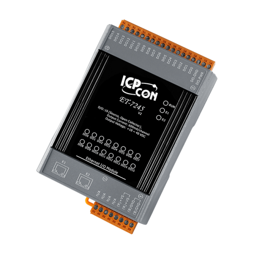 ET-7245 CR Ethernet I/O Module with 2-port Ethernet Switch, with 16-channels Source-type DO (RoHS), -25 to 75°C operating temperature | код 00-06125552 | ICP DAS