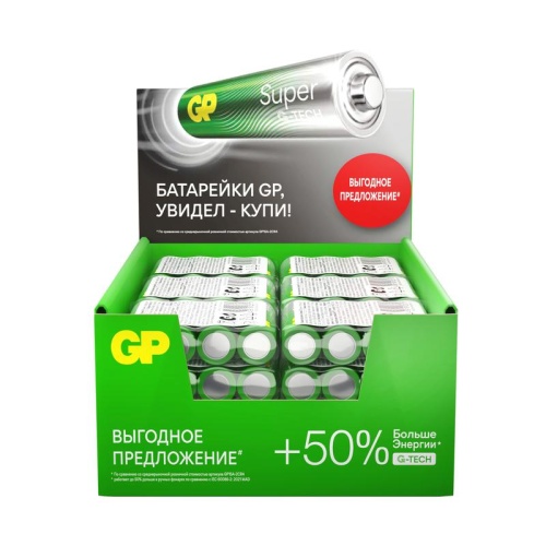 Батарейка алкалиновая GP Super Alkaline G-Tech 15А АA - 4 шт. в пленке | код 1211 | GP фото 4