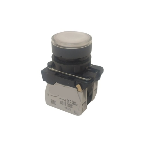 Нажимная кнопка (кнопочный выключатель/переключатель) в сборе КМЕ4622мЛ-24В-белый-2но+2нз-цилиндр-индикатор-IP65 | код 293183 | КЭАЗ