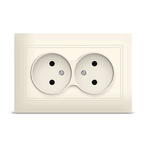 Розетка Севиль 2-ая без заземления слоновая кость (ivory) | код Б-С0102 | Universal