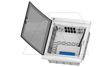 Щит встраив. ELEGANT мультимед, патч-панель, 1xSCHUKO, 1xМП, дымчатая пласт. дверь, белый RAL9003, 310x350x104mm, IP40 | код 2435-21S | Elektro-plast Nasielsk