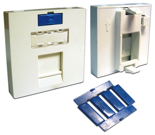 Вставка 45x45 на 1 кейстоун, со шторкой, маркировкой и иконкой, белая | код LAN-SIP-23M-WH | LANMASTER