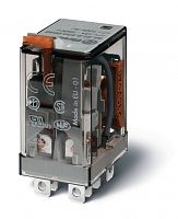 Миниатюрное силовое электромеханическое реле, монтаж в розетку или наконечники Faston (4.8х0.5мм), 2CO 12A, контакты AgNi, катушка 110В DC, степень защиты RTI, опции: кнопка тест + LED | код 563291100070 | FINDER