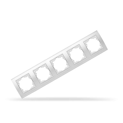 Рамка 5 постов Бриллиант горизонтальная белая | код 1028 | Universal Рамка 5 постов Бриллиант горизонтальная белая | код 1028 | Universal