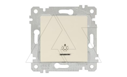 Rita - Выключатель кнопочный с подсветкой, символ - лампа, пруж. зажимы, сл.кость | код 2200-417-0102 | Mutlusan Rita - Выключатель кнопочный с подсветкой, символ - лампа, пруж. зажимы, сл.кость | код 2200-417-0102 | Mutlusan