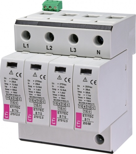 Ограничитель перенапряжения ETITEC B T12 275/12,5 (3+1) 4p, RC | код 002440332 | ETI Ограничитель перенапряжения ETITEC B T12 275/12,5 (3+1) 4p, RC | код 002440332 | ETI